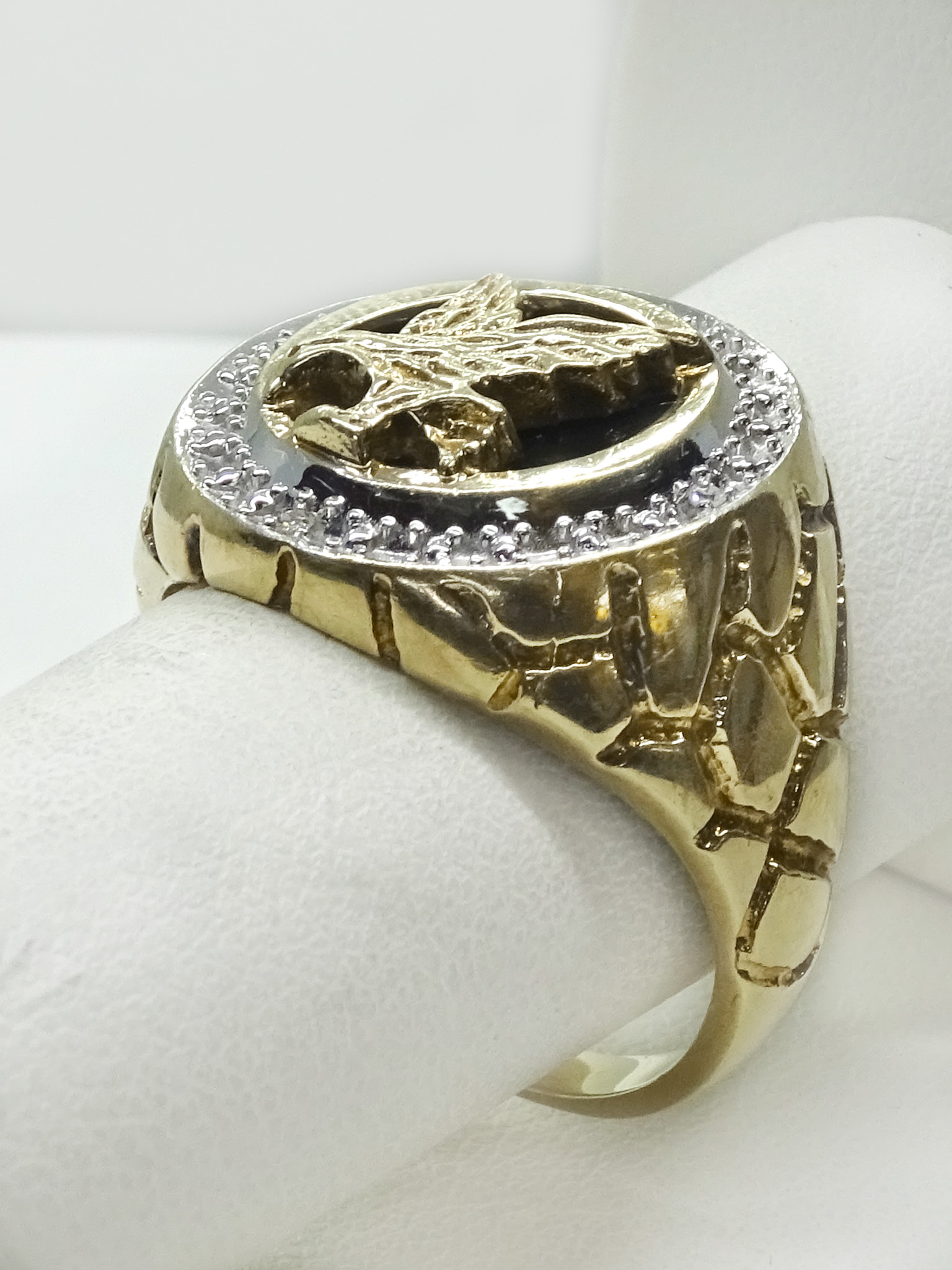 Men S Diamond Black Onyx Eagle Ring 10k Solid Gold Size 10 Jewelry Coin Mart Schaumburg Il