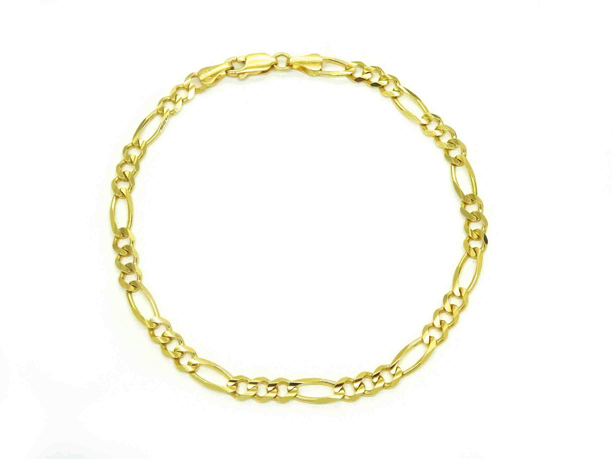 Amazon.com: Nuragold 14k Yellow Gold Solid 8.5mm Figaro Chain Link Diamond  Cut Pave Two Tone Bracelet, Mens Jewelry 8