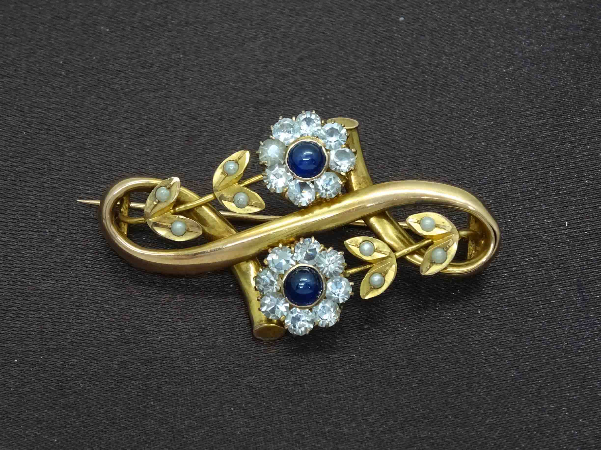 Estate Antique Seed Pearl Rose Gold Brooch Pin - Ruby Lane